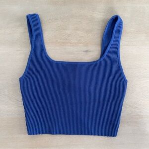 Babaton Royal Blue Sculpt Knit Squareneck Cropped Tank